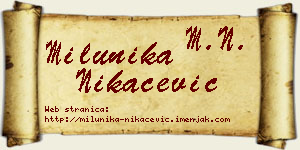Milunika Nikačević vizit kartica